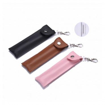 Telescopic Straw with Leather Bag