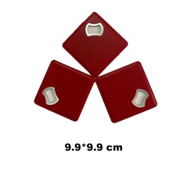 2-in-1 Square PU Coaster & Bottle Opener
