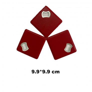 2-in-1 Square PU Coaster & Bottle Opener