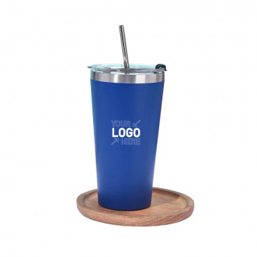 16 oz.  Stainless Steel Tumbler with Straw