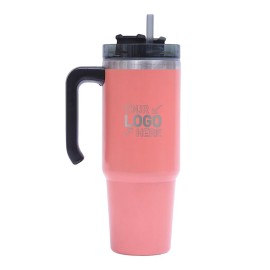 30 OZ Double Walls Stainless Steel Auto Tumbler With Straw And Handle