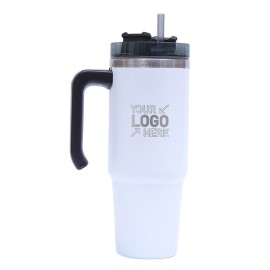 30 OZ Double Walls Stainless Steel Auto Tumbler With Straw And Handle