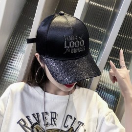 Letter Sequined Baseball Cap with Diamond