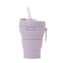 15 Oz. Portable Silicone Foldable Sippy Cup W/Drinking Straw