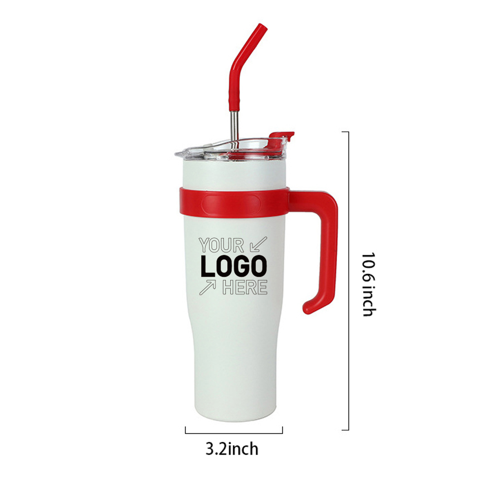 40oz large capacity stainless steel water cup with straw