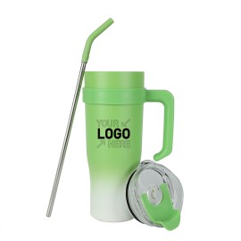40oz large capacity stainless steel water cup with straw