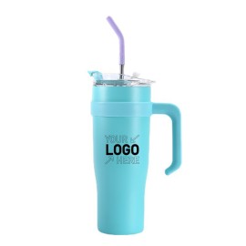 40oz large capacity stainless steel water cup with straw
