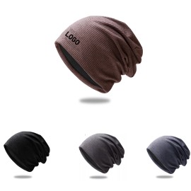 Windproof solid color fleece knitted hat