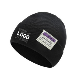 Men's knitted hat solid color warm beanie