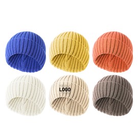 Men's knitted hat solid color warm beanie