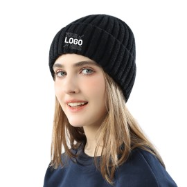 Men's knitted hat solid color warm beanie