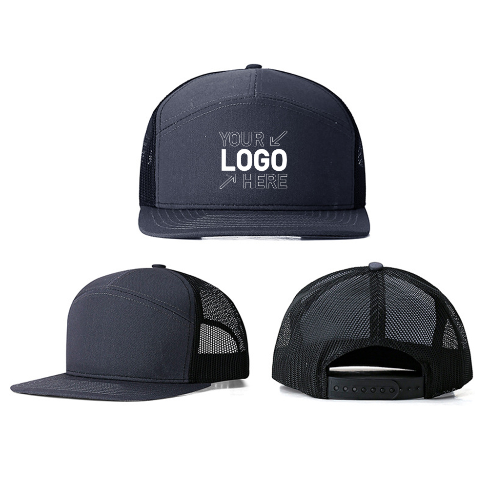 Breathable trucker flat brim hip hop mesh hat