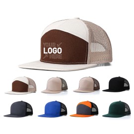 Breathable trucker flat brim hip hop mesh hat