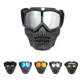 Detachable Cross Country Riding Ski Goggles Skull Face Mask