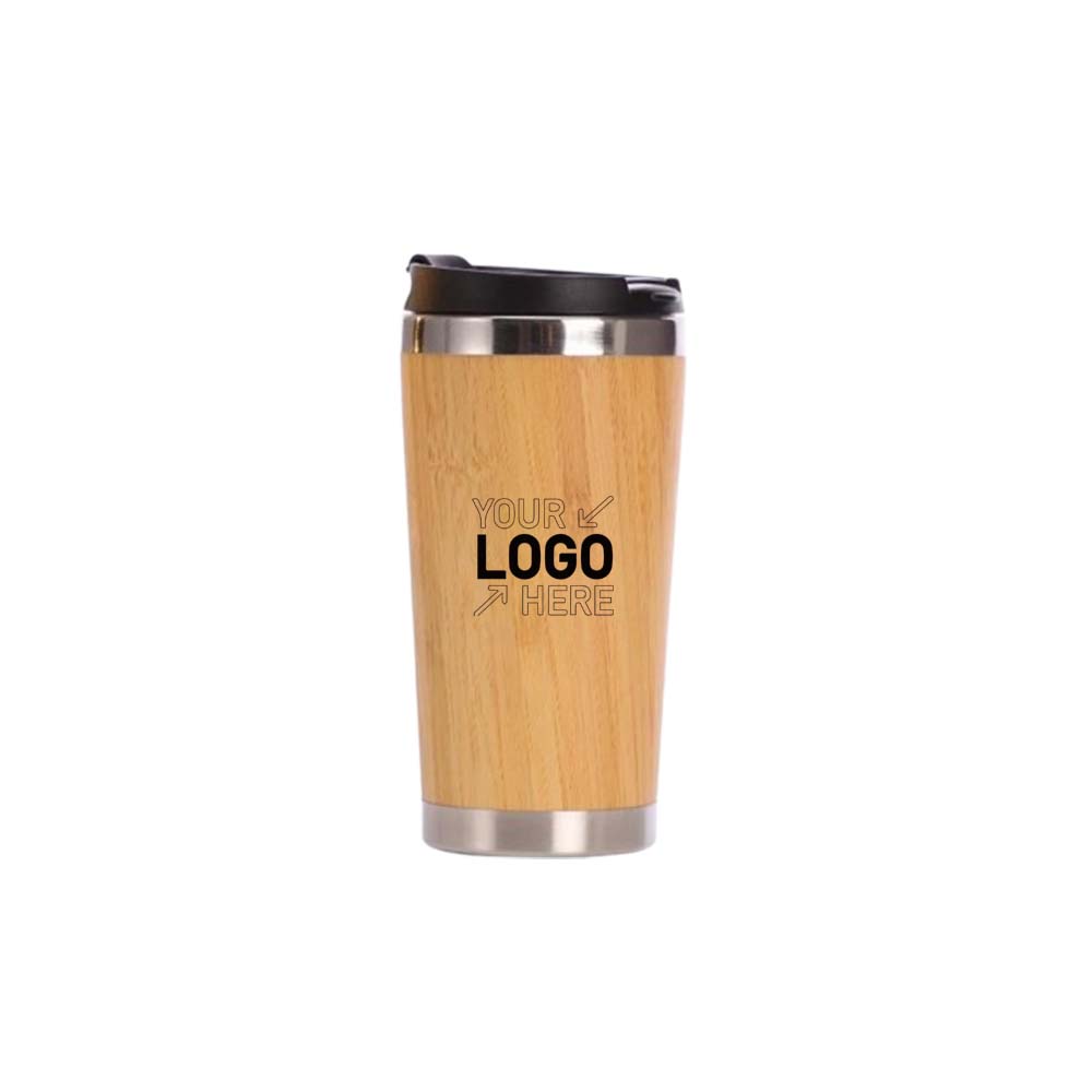 16oz Stainless Steel Bamboo Travel Insulated Mug