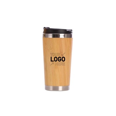 16oz Stainless Steel Bamboo Travel Insulated Mug